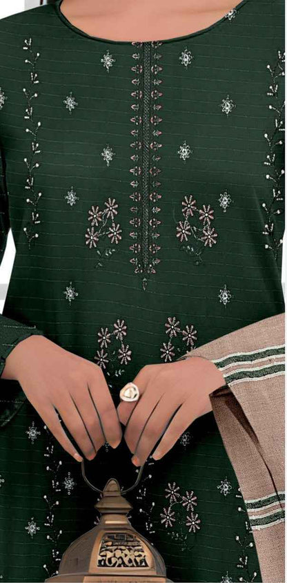 Queen Bana Dora Dhanak Embroidered 3Piece Suit by Faria