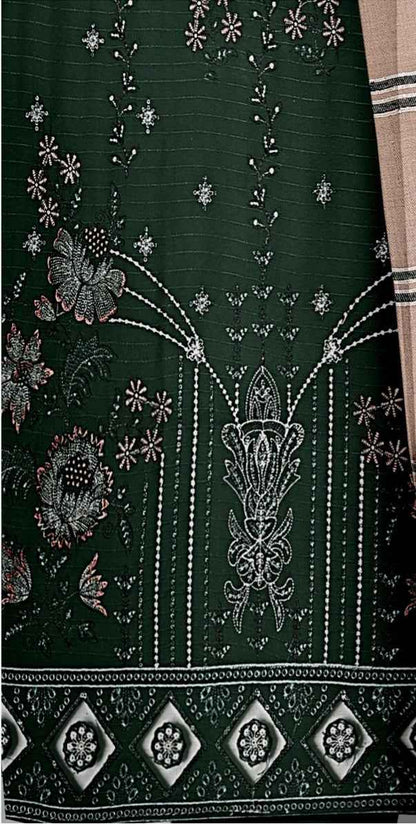 Queen Bana Dora Dhanak Embroidered 3Piece Suit by Faria