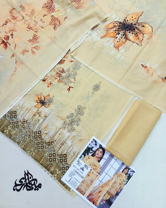 Digital Printed Embroidered Bana Dora Lawn 3pc | Unstitched - Nagina Cotton Emporium