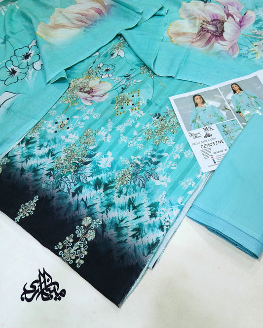 Digital Printed Embroidered Bana Dora Lawn 3pc | Unstitched - Nagina Cotton Emporium