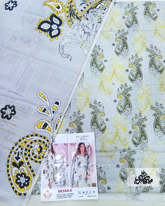 Viscose Stone Dobi Printed Allover Full suit with Exclusive Fancy Shawl - Nagina Cotton Emporium