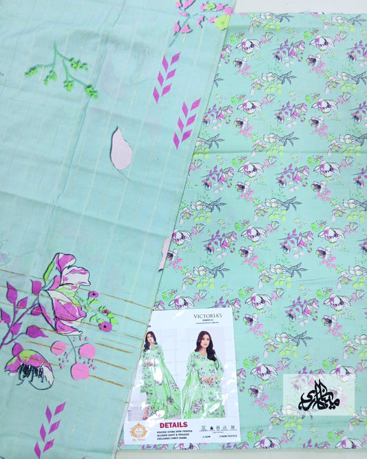 Viscose Stone Dobi Printed Allover Full suit with Exclusive Fancy Shawl - Nagina Cotton Emporium