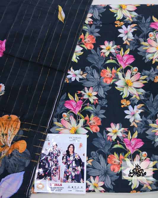Viscose Stone Dobi Printed Allover Full suit with Exclusive Fancy Shawl - Nagina Cotton Emporium