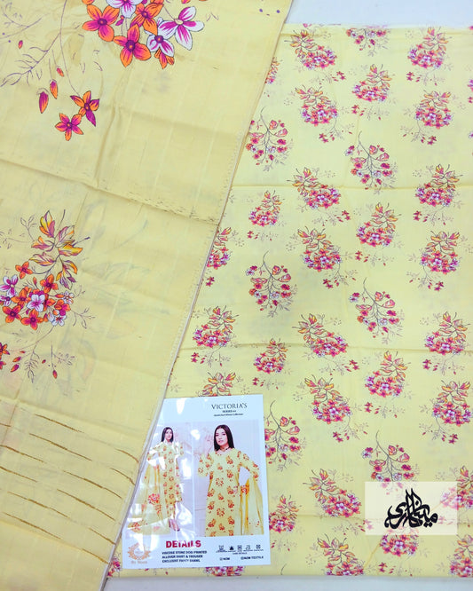 Viscose Stone Dobi Printed Allover Full suit with Exclusive Fancy Shawl - Nagina Cotton Emporium