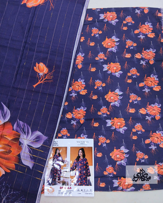 Viscose Stone Dobi Printed Allover Full suit with Exclusive Fancy Shawl - Nagina Cotton Emporium