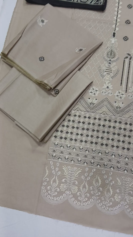Menakari Embroidered Lawn Suit with Jacquard Dupatta – 3 Piece